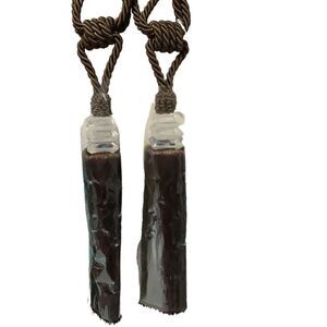 Hallmart Collectibles Acrylic Tie Backs Drapery Curtains Tassels Dark Brown (2)